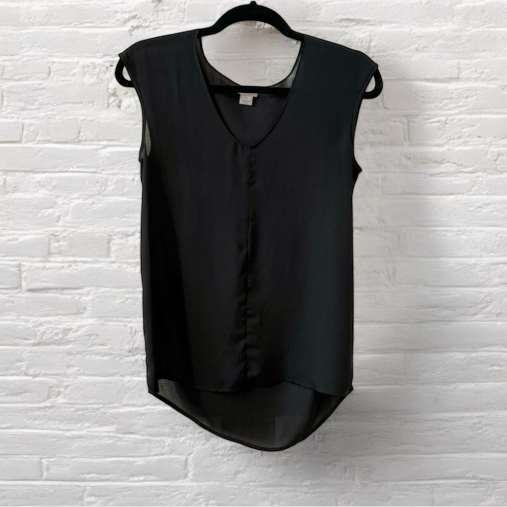 ⭐️ J. Crew Black Polyester Cap Sleeve V Neck Blouse Size 00